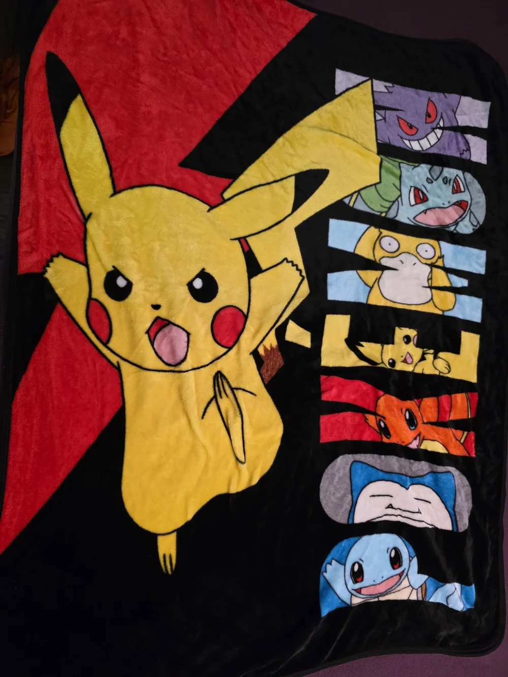 Pokémon Battle Bolt Plush Throw Blanket gengar psyduck bulbasar snorlax